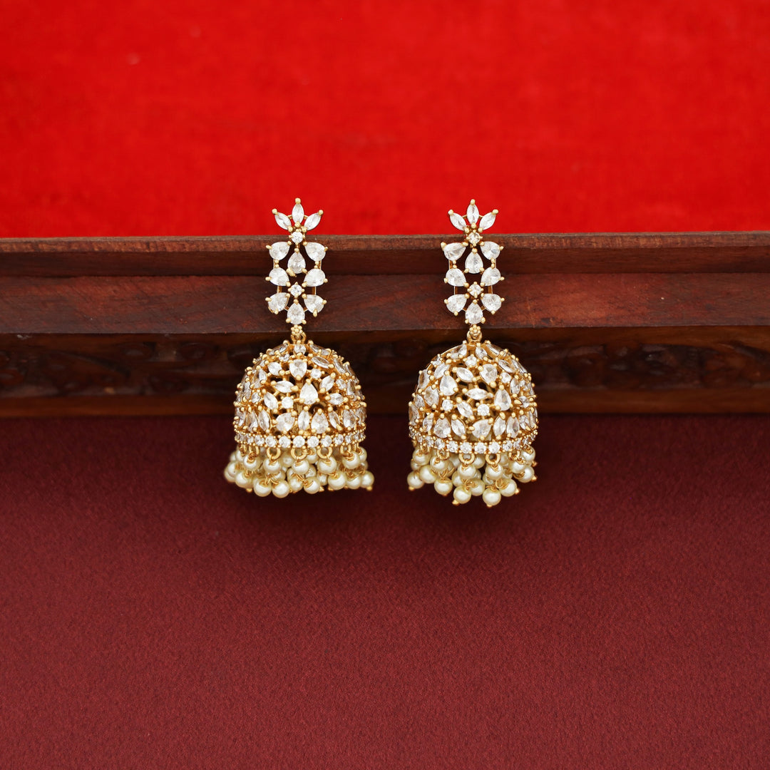 Seerath AD Stone Cluster Pearl Jhumka