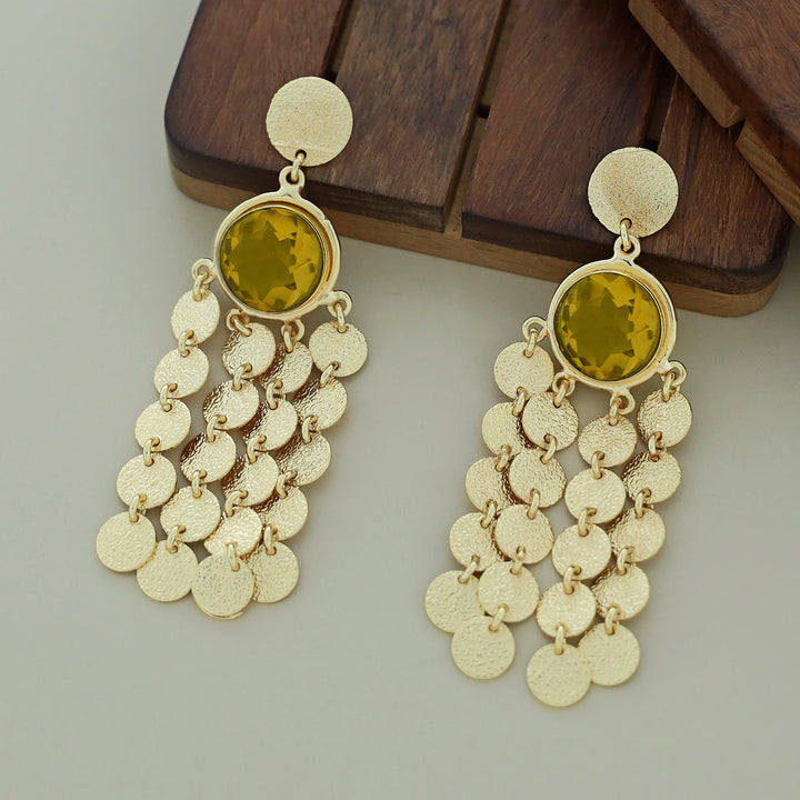 Niya Golden Circle Glossy Stone Earring