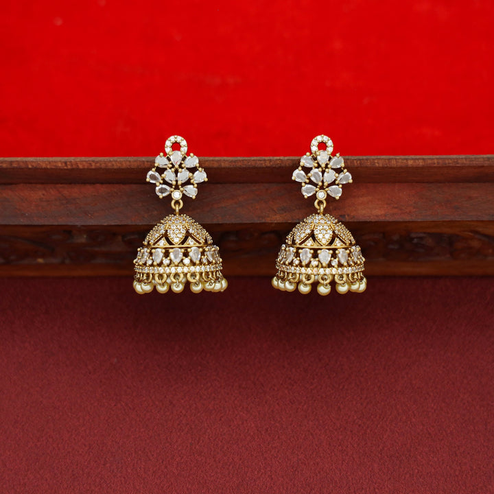 Dvisha AD Stone Pearl Jhumka