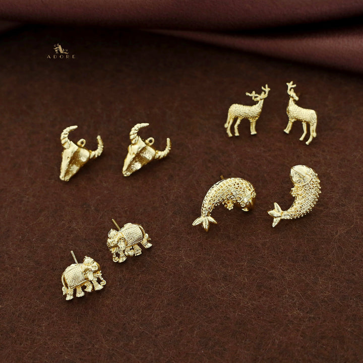 Golden Reindeer Earring