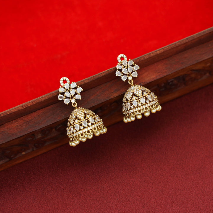 Dvisha AD Stone Pearl Jhumka