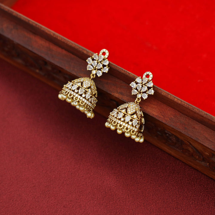 Dvisha AD Stone Pearl Jhumka