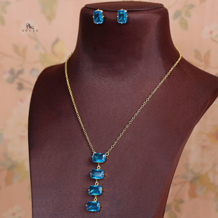 Marylin 4 Rectangle Glossy Claw Neckpiece with Earring