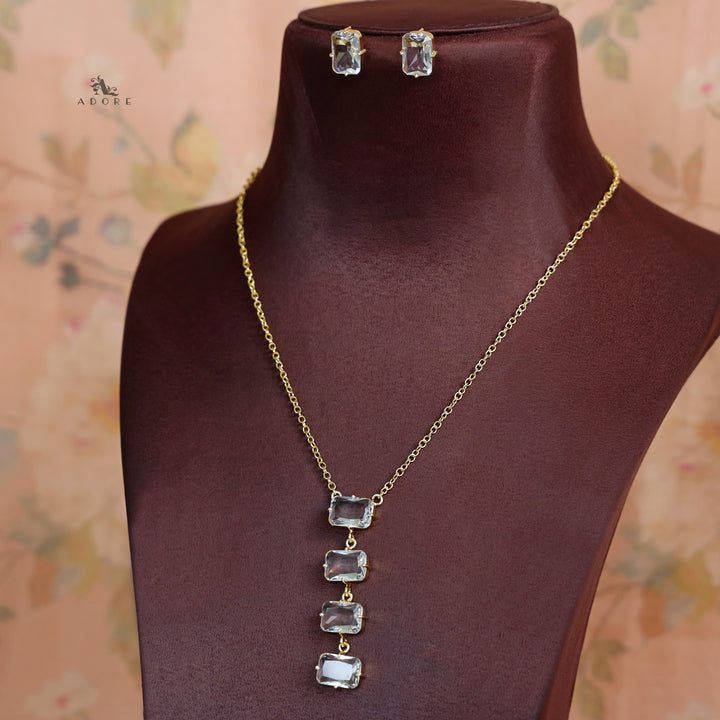 Marylin 4 Rectangle Glossy Claw Neckpiece with Earring