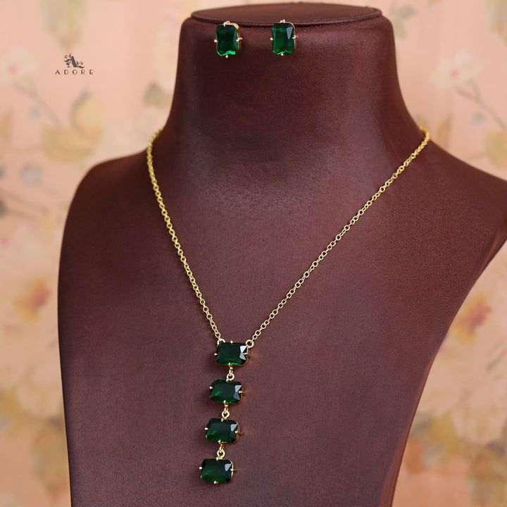 Marylin 4 Rectangle Glossy Claw Neckpiece with Earring