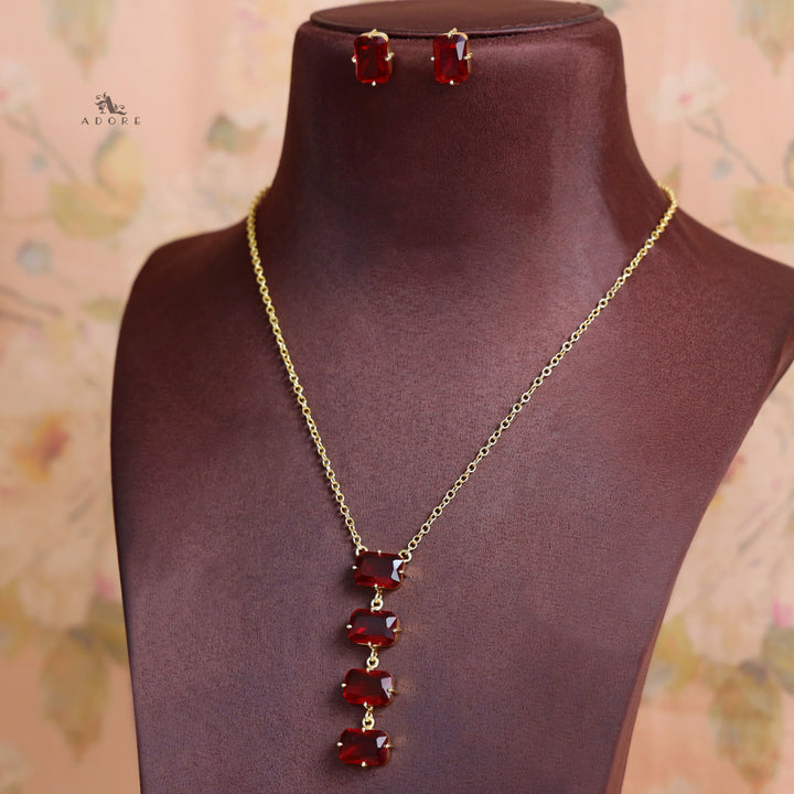 Marylin 4 Rectangle Glossy Claw Neckpiece with Earring