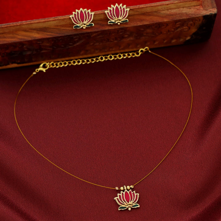 Advaita Enamel Lotus String Neckpiece