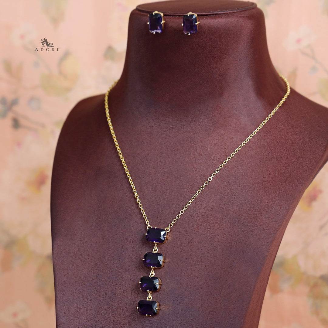 Marylin 4 Rectangle Glossy Claw Neckpiece with Earring