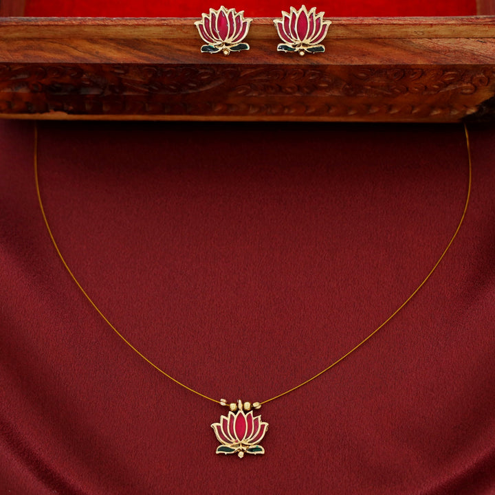 Advaita Enamel Lotus String Neckpiece