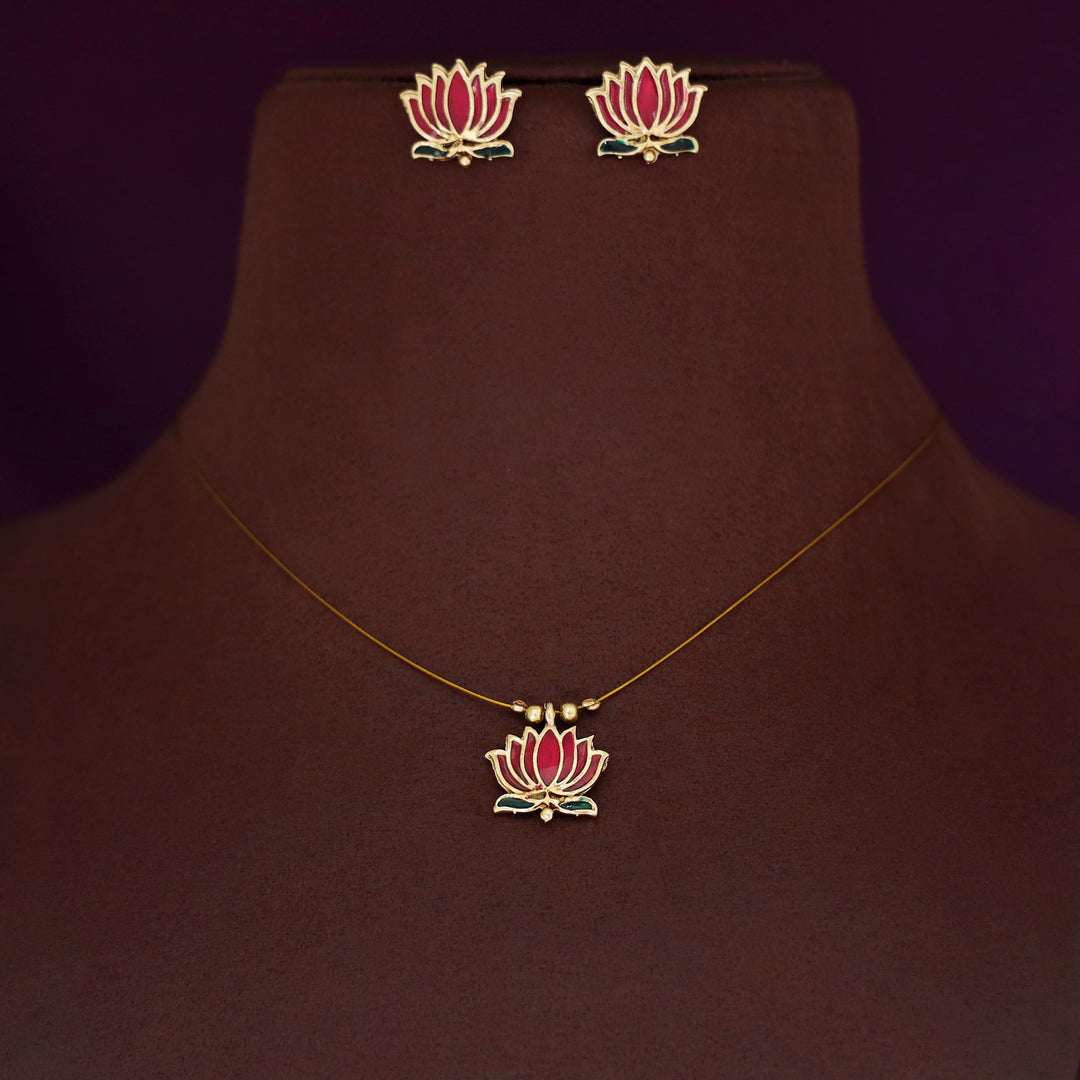 Advaita Enamel Lotus String Neckpiece