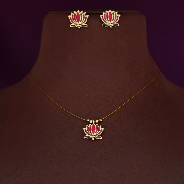 Advaita Enamel Lotus String Neckpiece