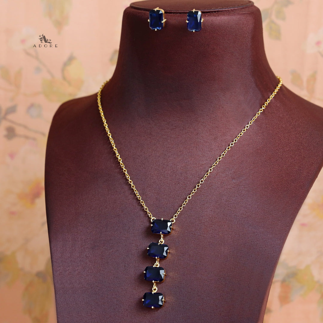 Marylin 4 Rectangle Glossy Claw Neckpiece with Earring