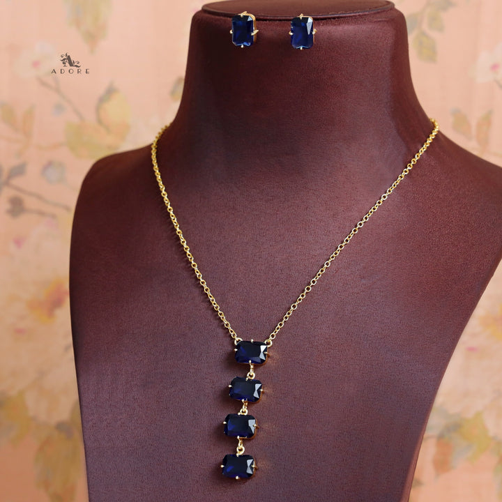 Marylin 4 Rectangle Glossy Claw Neckpiece with Earring