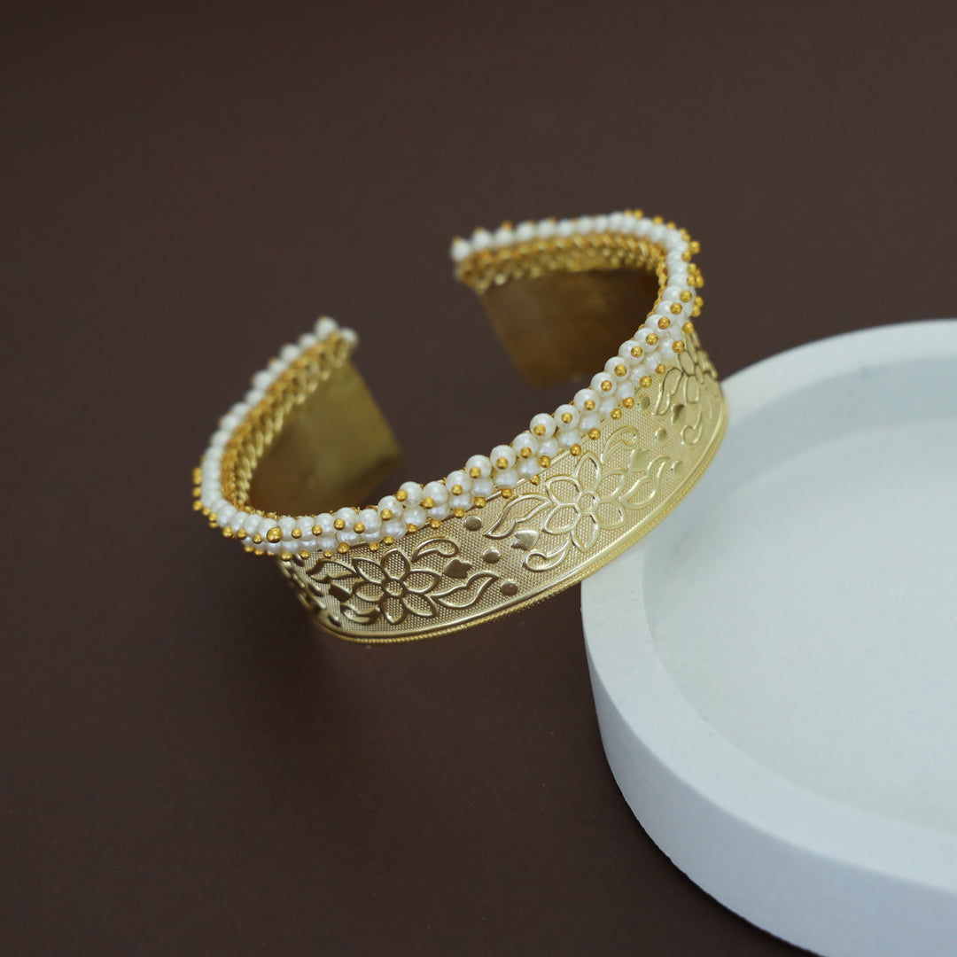 Bhima Golden Cluster Pearl Hand Cuff