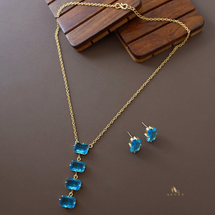 Marylin 4 Rectangle Glossy Claw Neckpiece with Earring