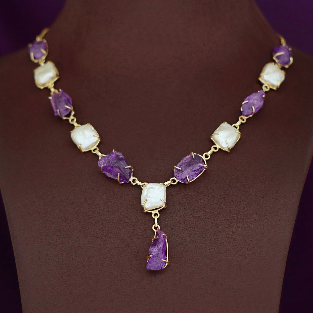 Nessa Claw Baroque + Dyed + Raw Stone Neckpiece