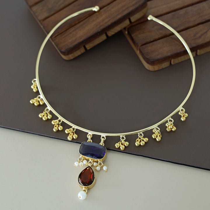 Golden Ghungroo Glossy Pearl Neck Cuff