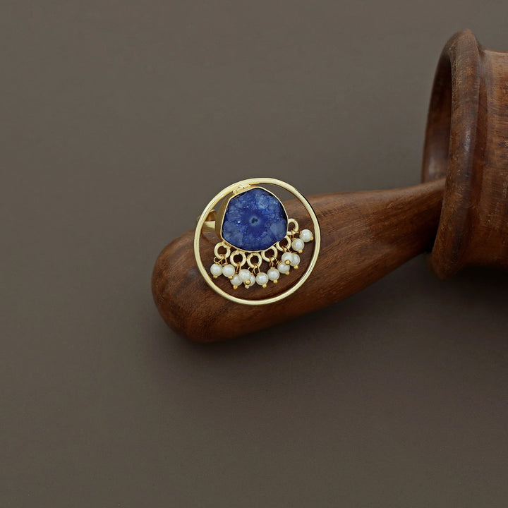 Mihika Round Agate with Pearl Ring