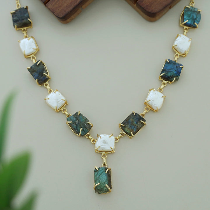 Nessa Claw Baroque + Dyed + Raw Stone Neckpiece