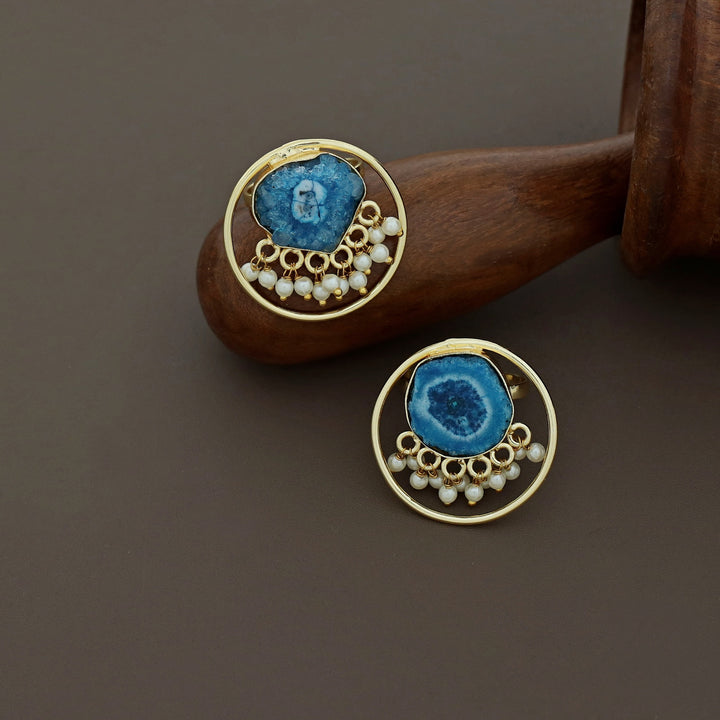 Mihika Round Agate with Pearl Ring