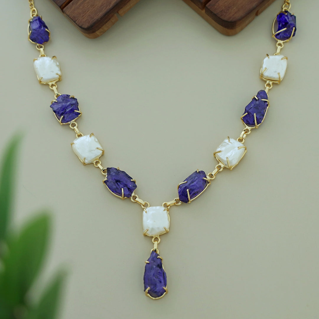 Nessa Claw Baroque + Dyed + Raw Stone Neckpiece