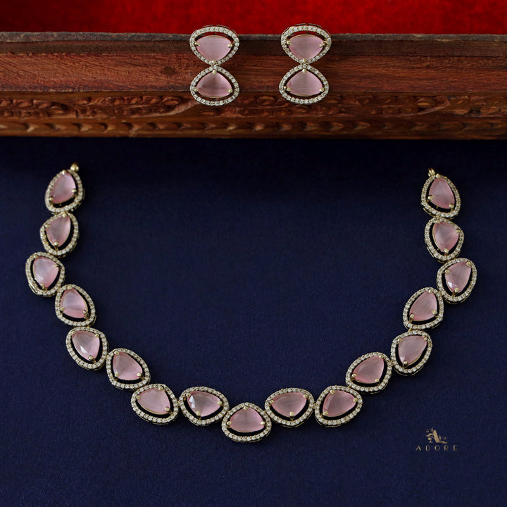 Premium Triangle Glossy Short AD Neckpiece with Earring