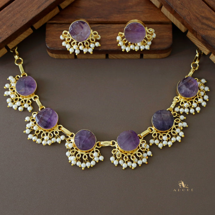Athenea Half Pearl Neckpiece With Stud