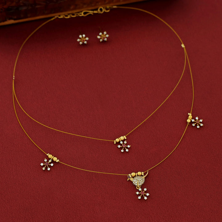 Janya Floral Bird 2 Layer String Neckpiece with Stud