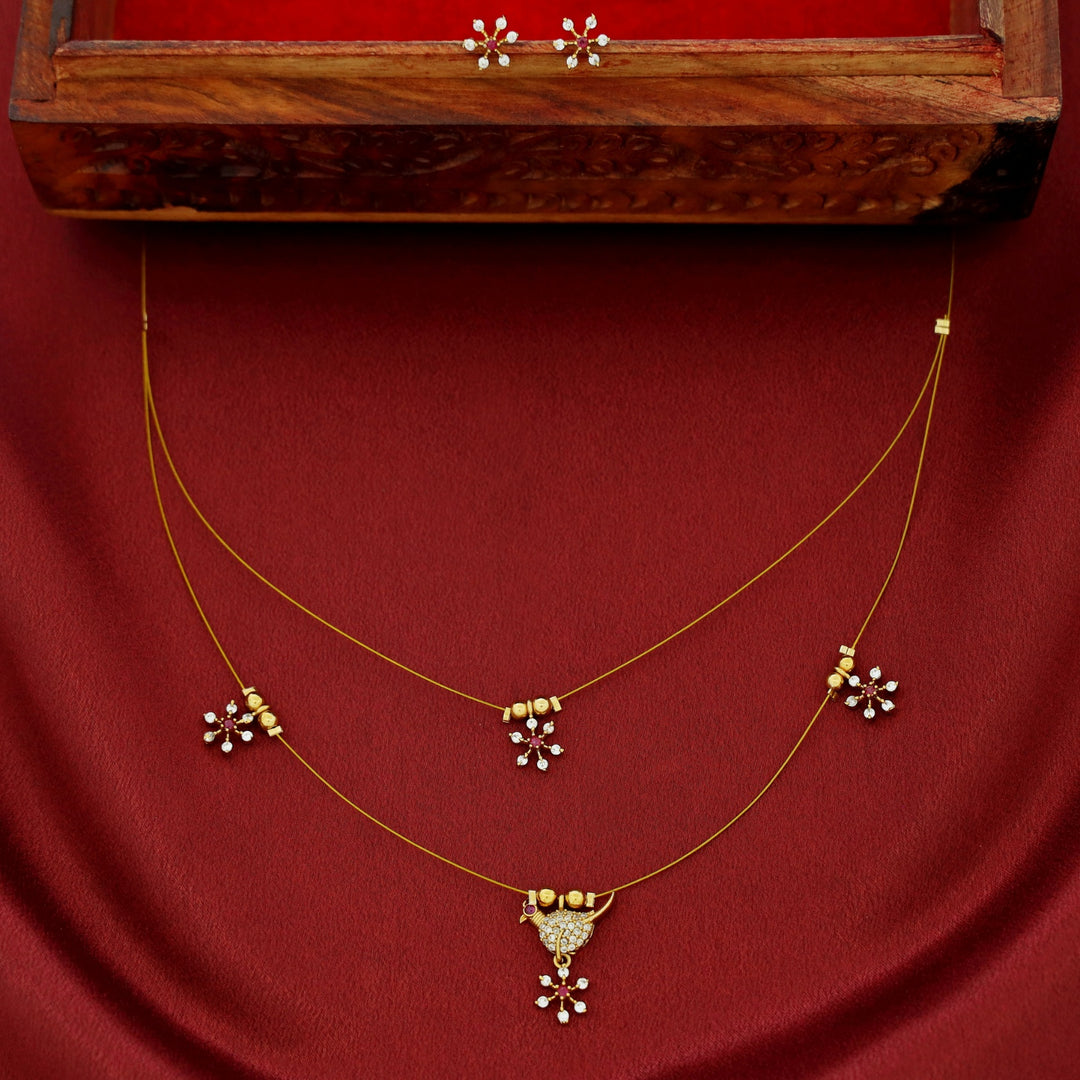 Janya Floral Bird 2 Layer String Neckpiece with Stud