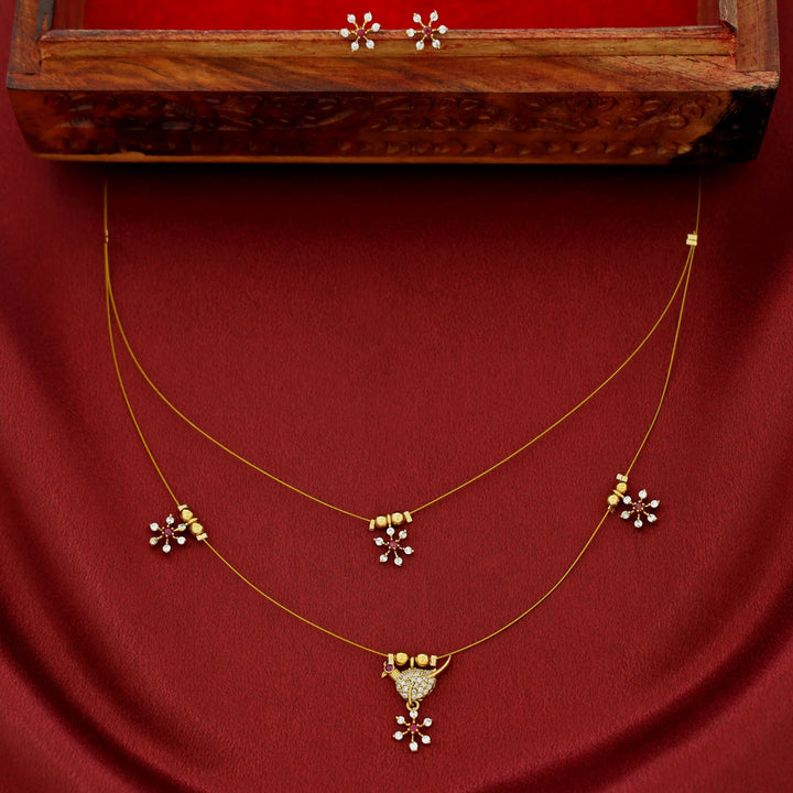 Janya Floral Bird 2 Layer String Neckpiece with Stud