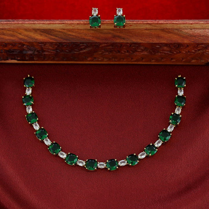 Vaidhehi Glossy Stone Short Neckpiece With Earring
