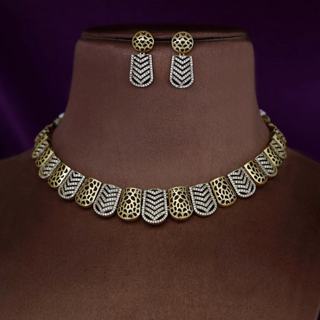 Samvrudhi AD Stone Short Neckpiece With Earring