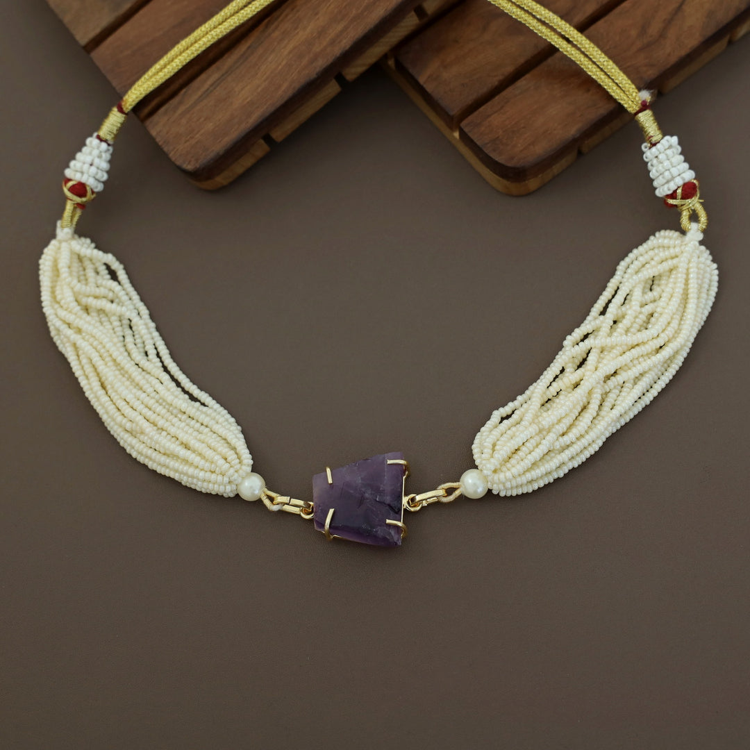 Ishani Raw Stone Pearl Choker / Neckpiece