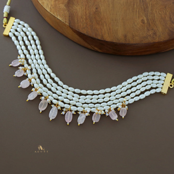5 Layer Rice Pearl Beaded Choker