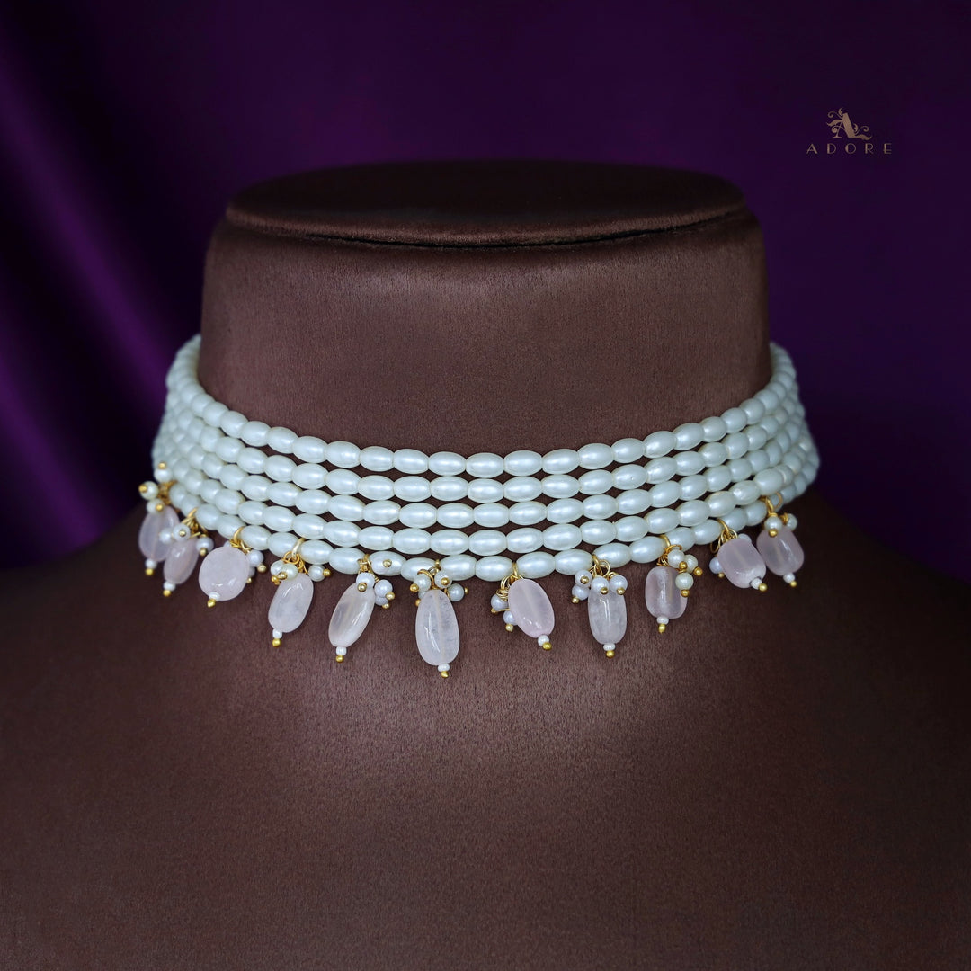 5 Layer Rice Pearl Beaded Choker