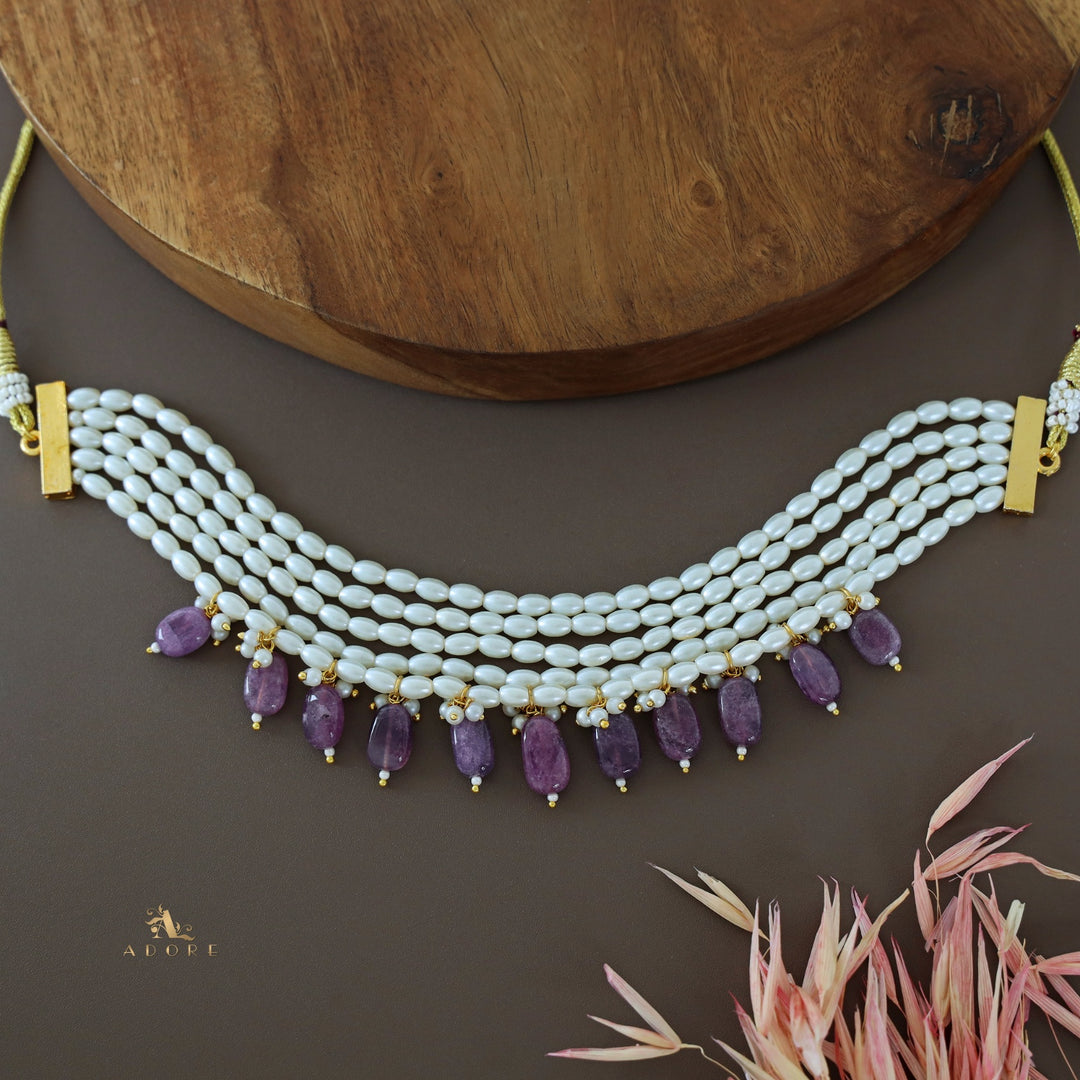 5 Layer Rice Pearl Beaded Choker