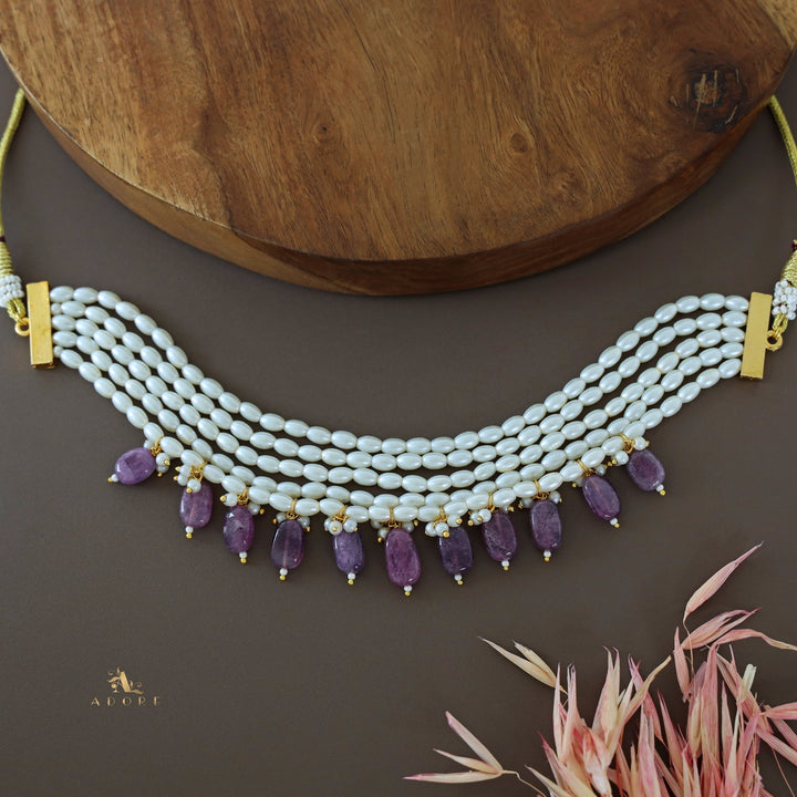 5 Layer Rice Pearl Beaded Choker