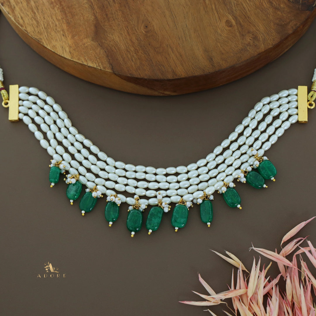 5 Layer Rice Pearl Beaded Choker