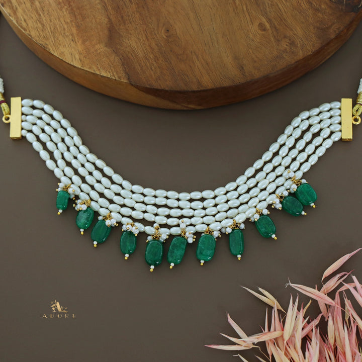 5 Layer Rice Pearl Beaded Choker