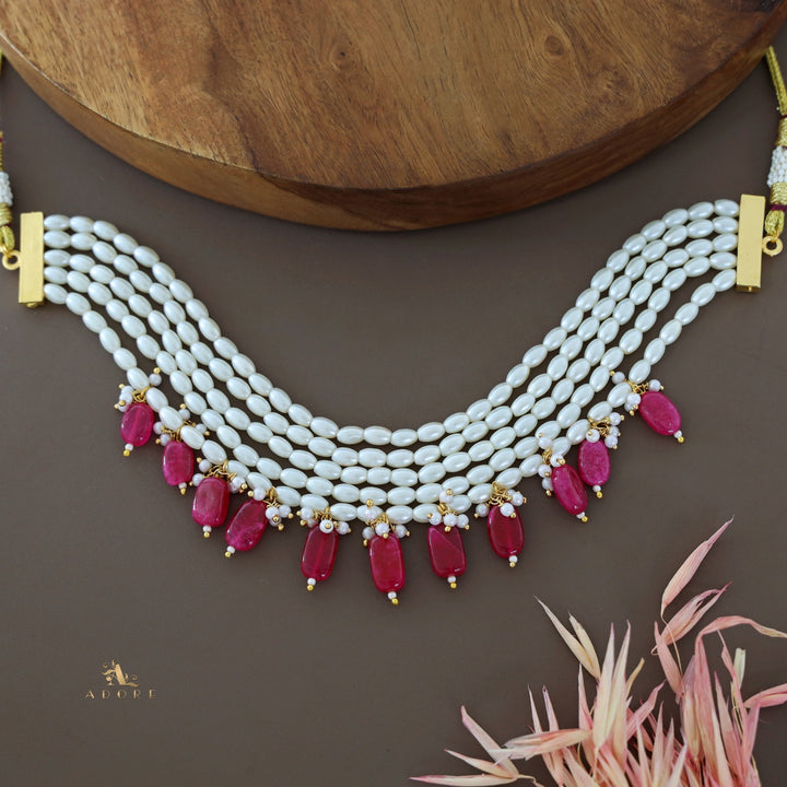 5 Layer Rice Pearl Beaded Choker