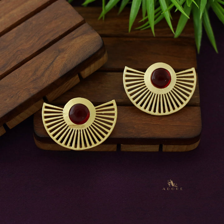 Landra Hand Fan Glossy Circle Earring