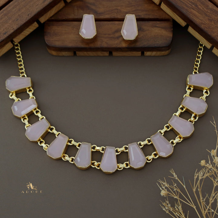 Felicia Hexa Glossy Choker/Short Neckpiece With Earring
