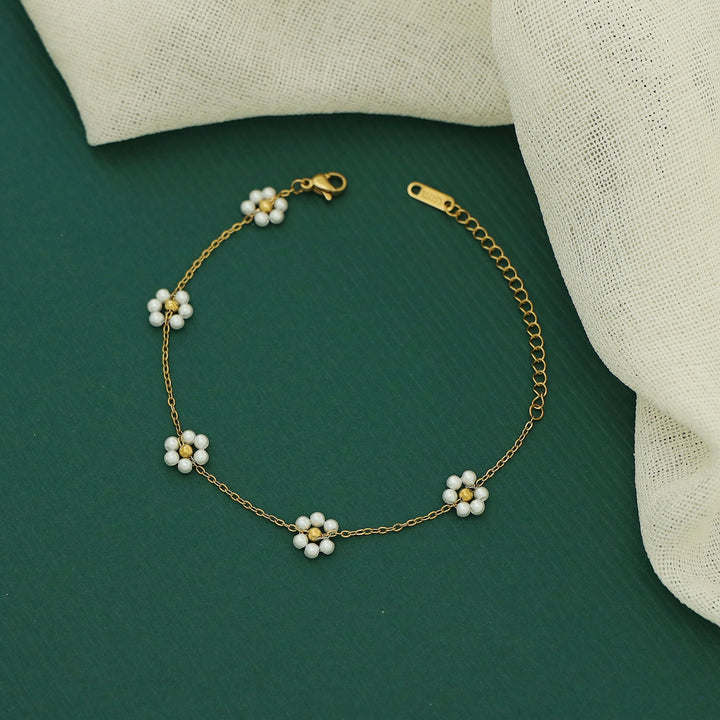Aaritra Pearl Flower Bracelet