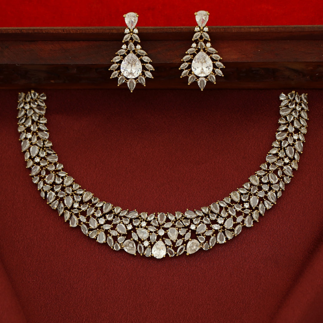 Zivansha AD Stone Short Neckpiece With Earring