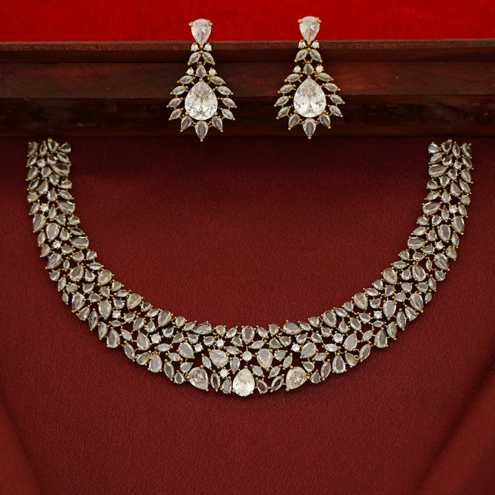 Zivansha AD Stone Short Neckpiece With Earring