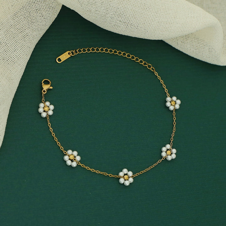 Aaritra Pearl Flower Bracelet