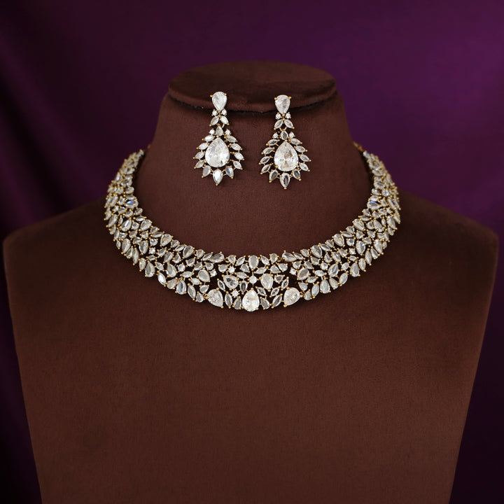 Zivansha AD Stone Short Neckpiece With Earring