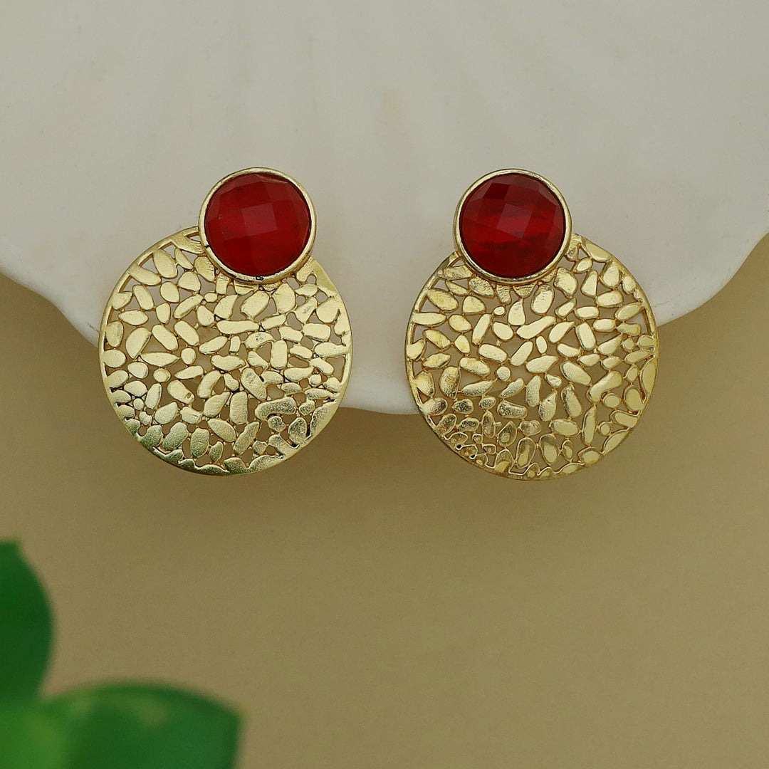 Kanika Textured Circle Glossy Earring