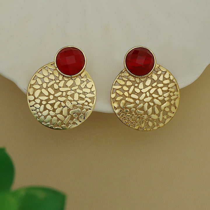 Kanika Textured Circle Glossy Earring