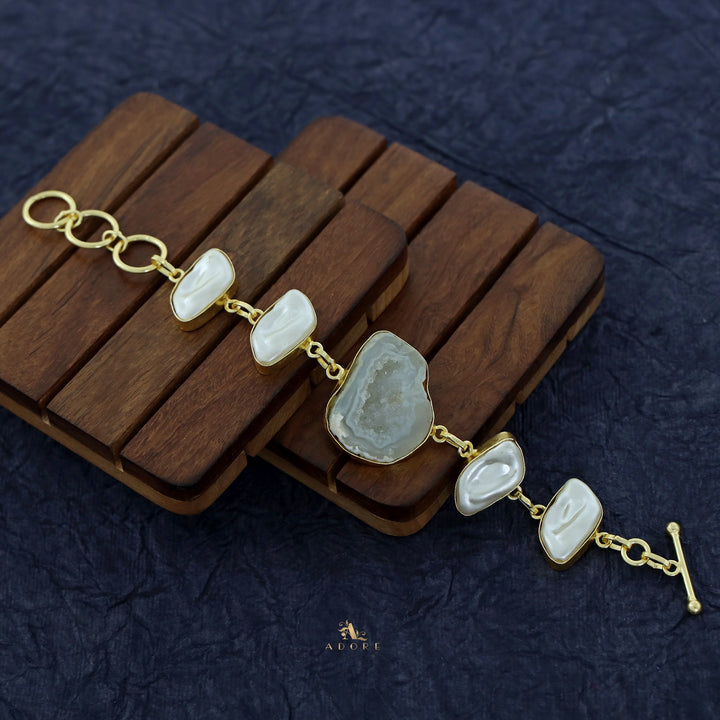 Zoe Golden Baroque + Agate Stone Bracelet
